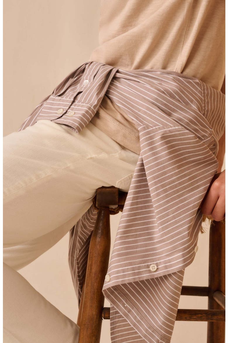 Poplin Button Down Long Sleeve Shirt, Alternate, color, Latte/White