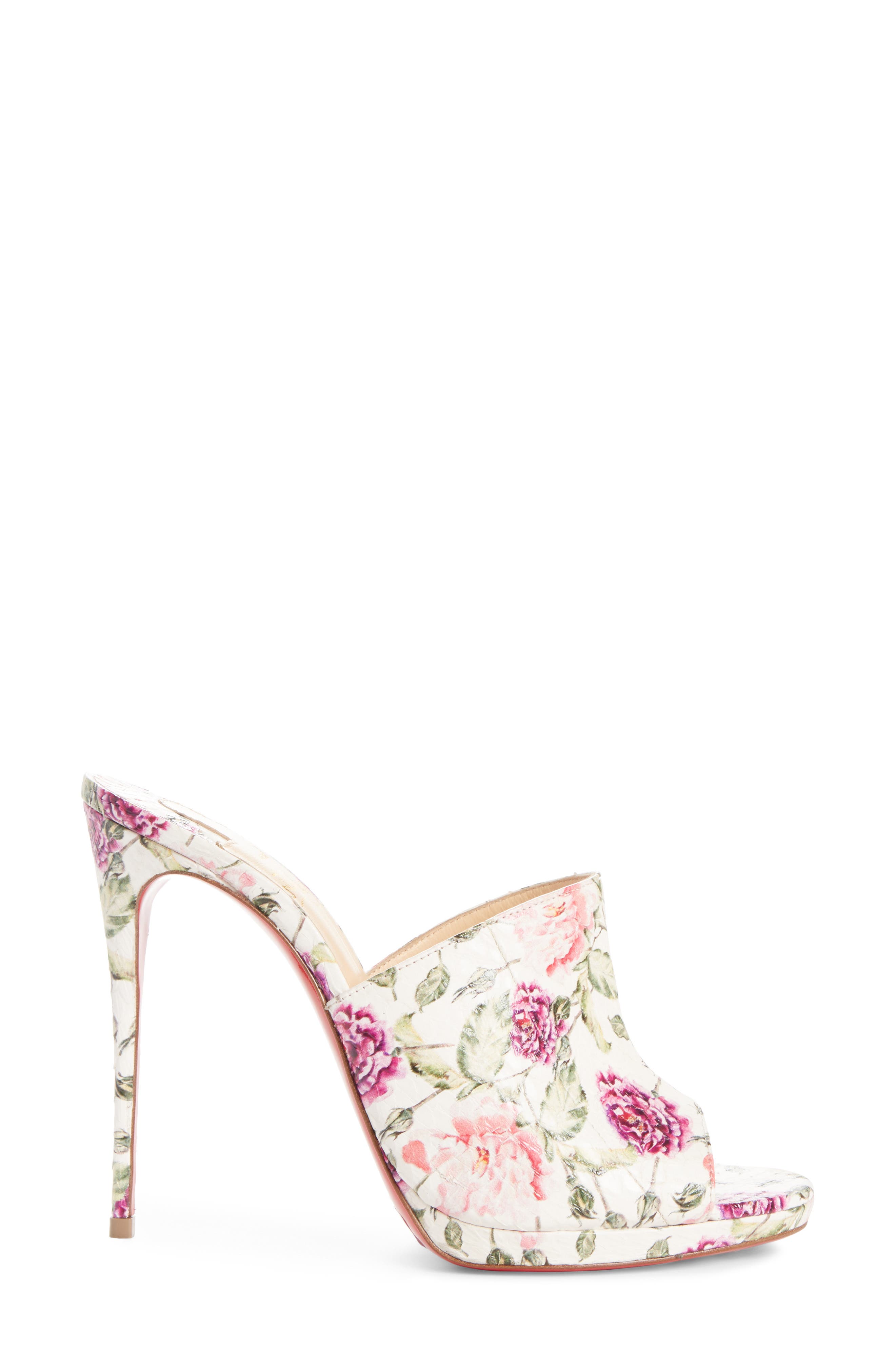Floral Pigalle Genuine Snakeskin Mule, Alternate, color, LATTE/ FLORAL PRINT