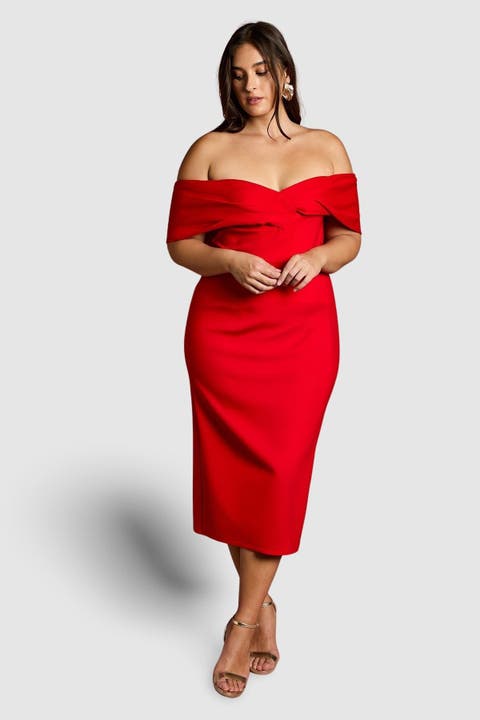 Plus Bardot Ponte Midi Dress