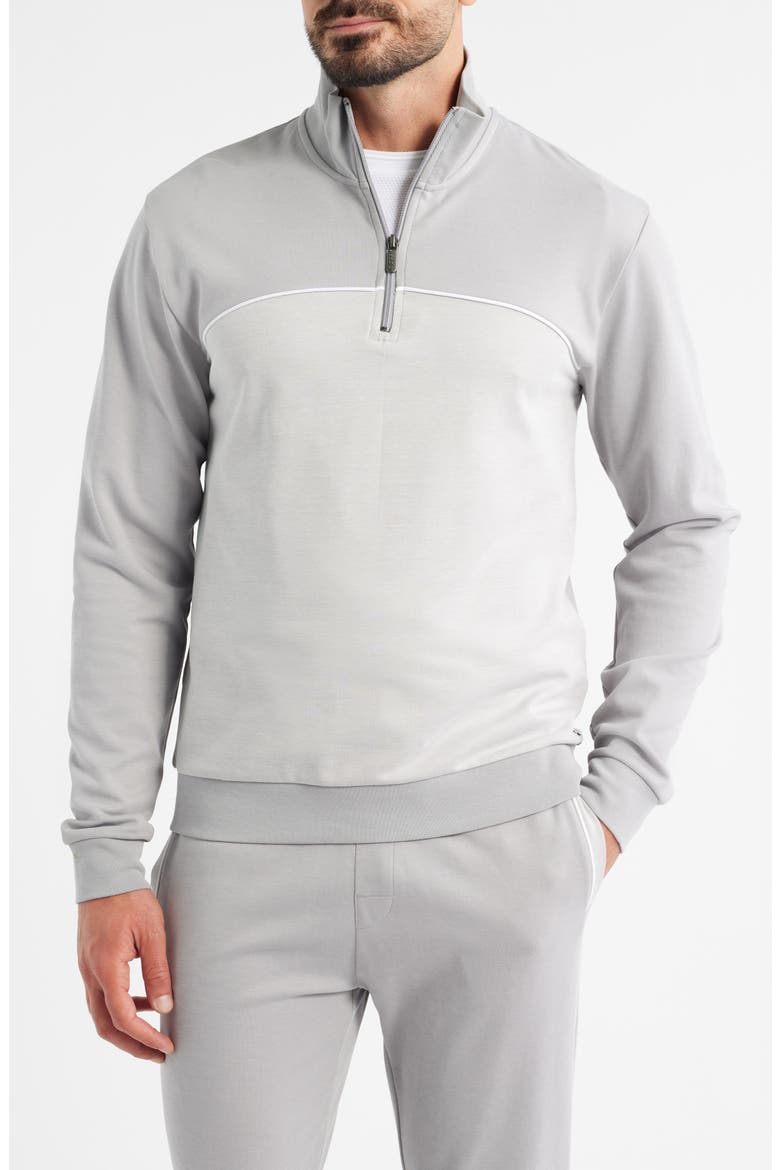 Quarter Zip Track Pullover, Main, color, LIGHT/ PASTEL GREY