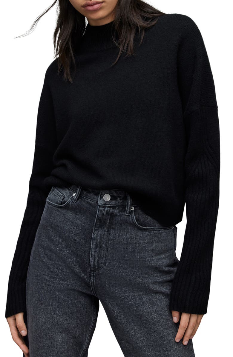 AllSaints Orion Mock Neck Cashmere & Wool Sweater, Main, color, 