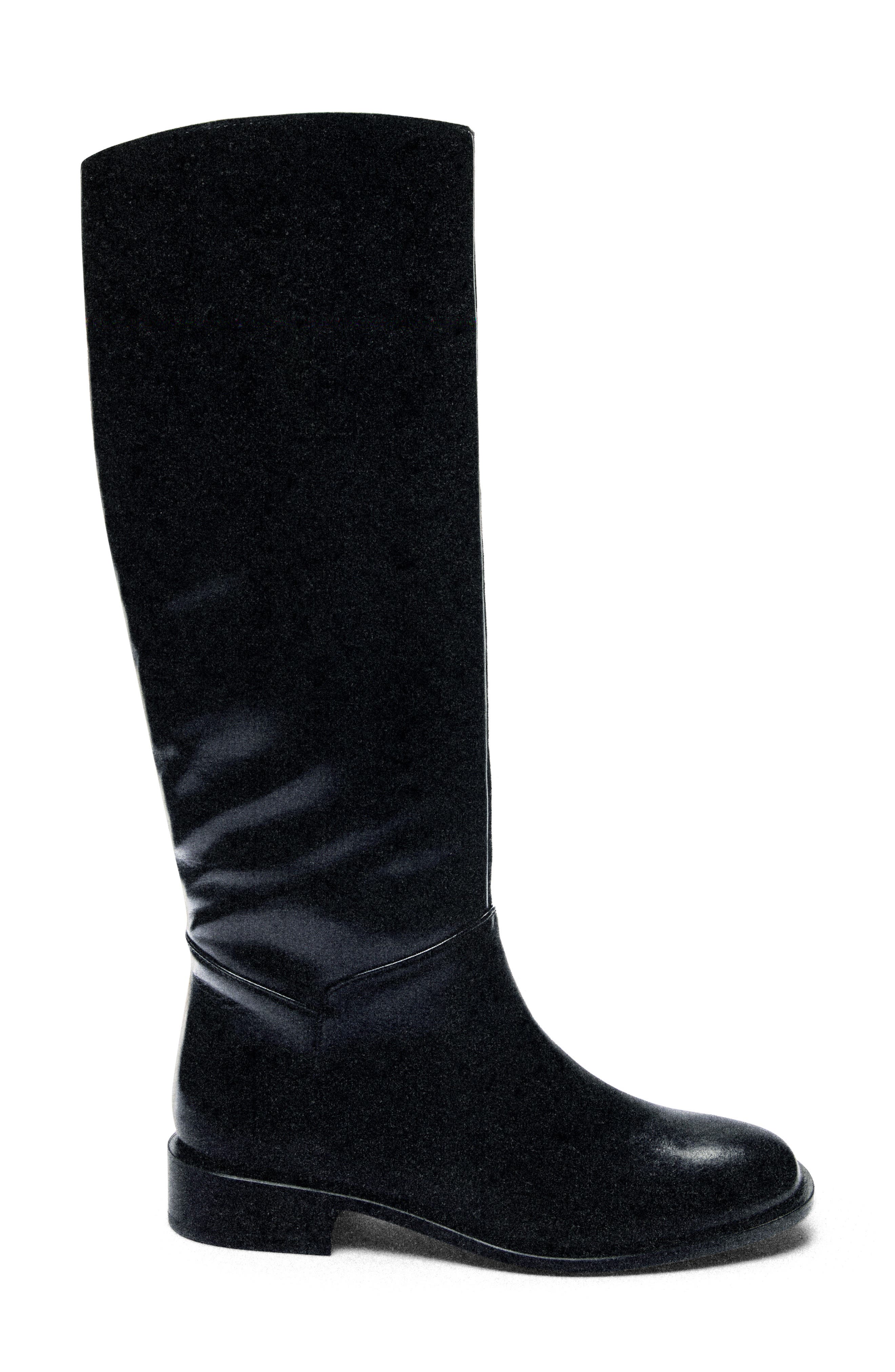 MANGO Leather Knee High Boot, Alternate, color, Black