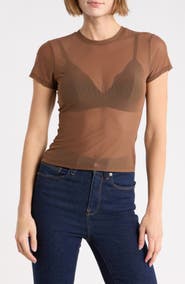 Good American Printed Mesh T-Shirt
