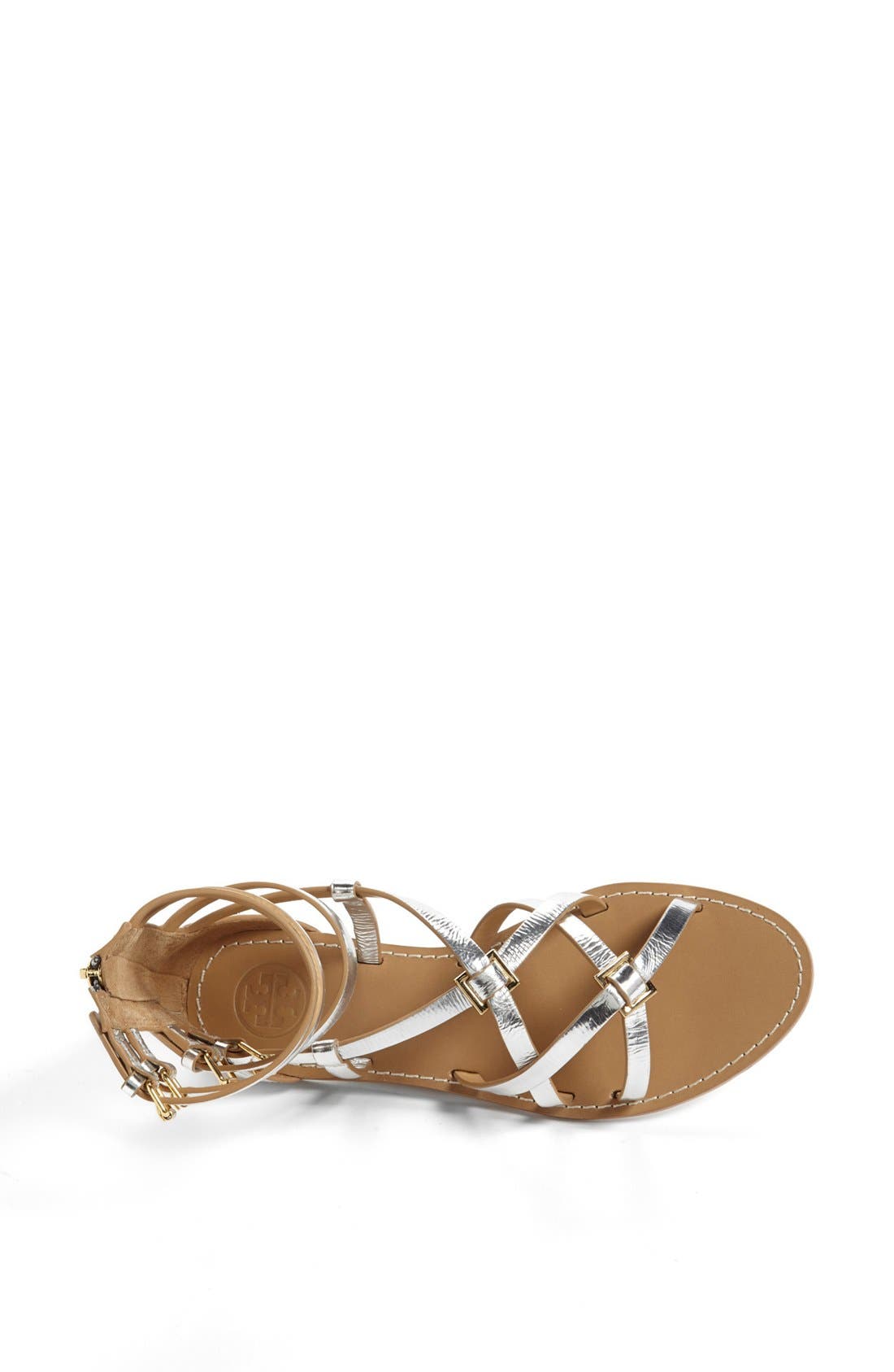 'Lucas' Flat Gladiator Sandal, Alternate, color, SILVER