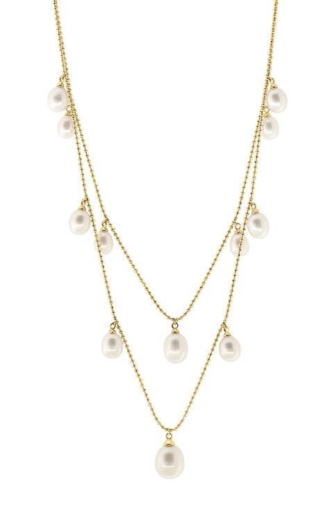 14K Yellow Gold Freshwater Pearl Layered Necklace
