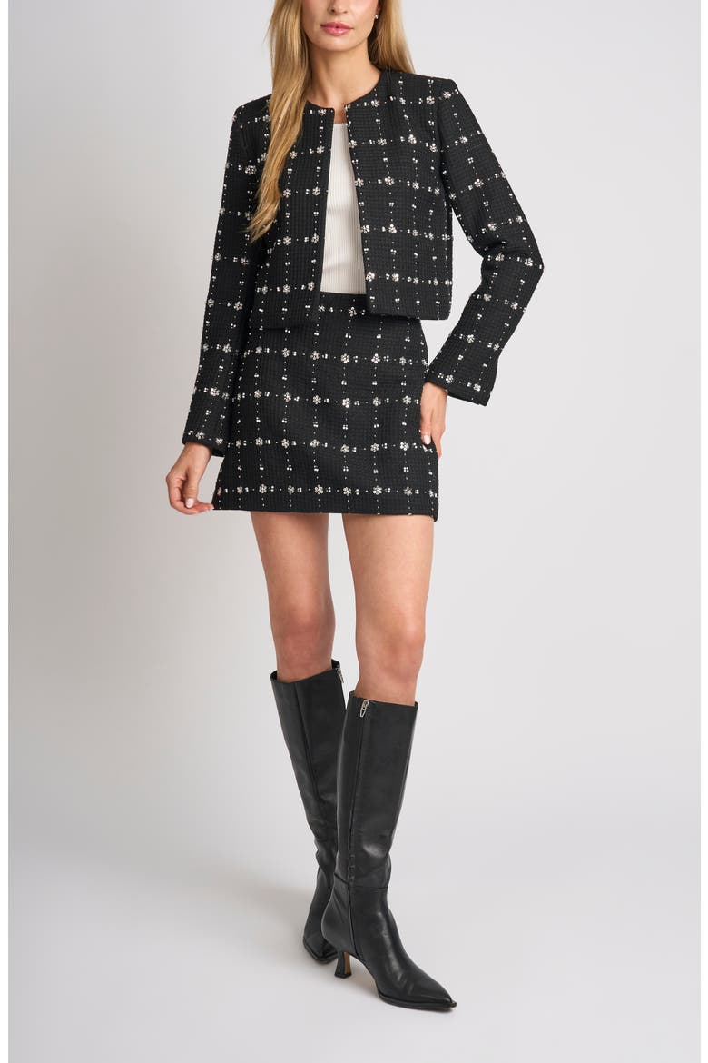 Noelle Sequin Short Jacket, Alternate, color, RICH BLACK