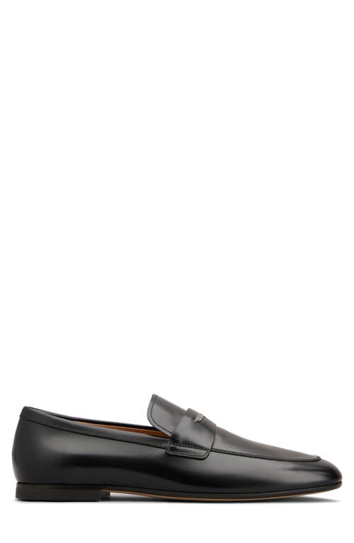 Tod's Logo-embellished Glossed Full-grain Leather Penny Loafers In Nero