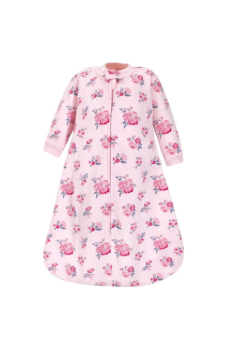 Premium Quilted Long Sleeve Sleeping Bag And Wearable Blanket (baby), Main, color, Pink Navy Floral