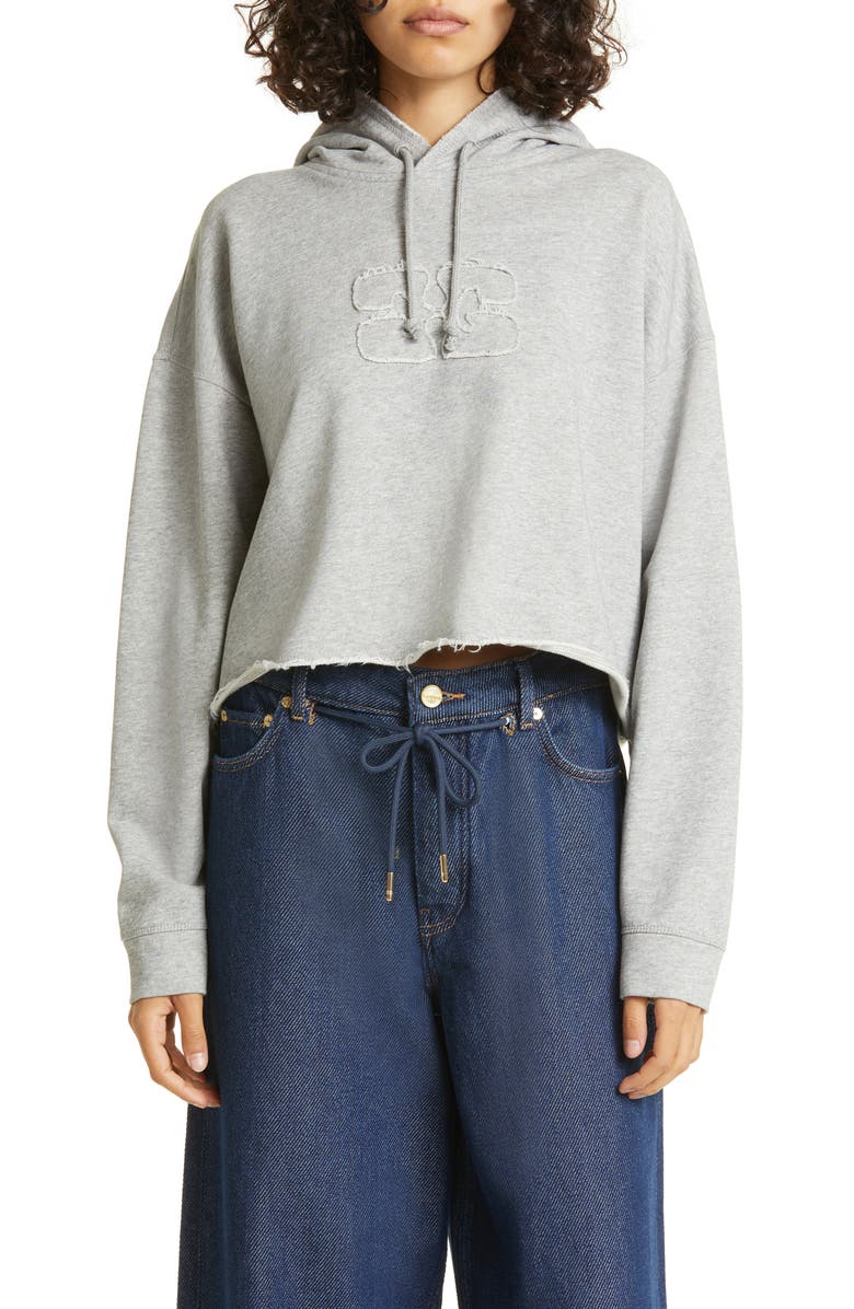 Ganni Isoli Oversize Organic Cotton Crop Hoodie, Main, color, 