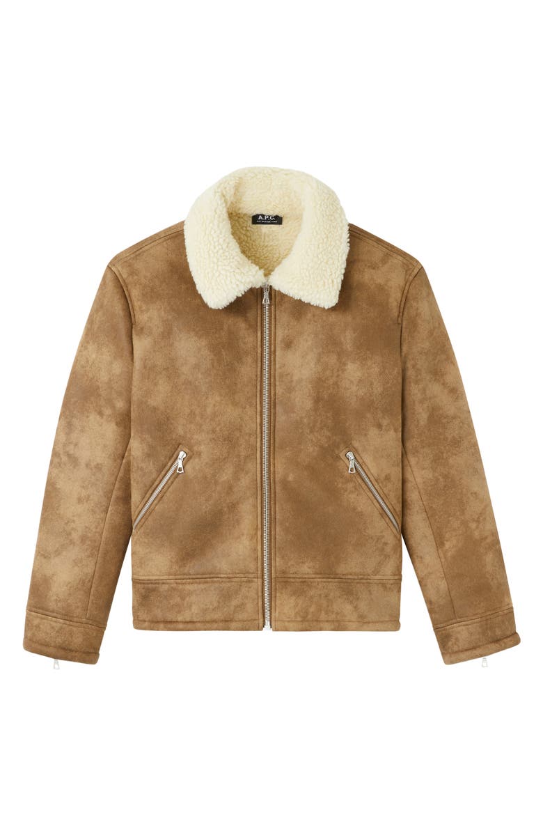 A.P.C. Pavel Faux Suede & Faux Shearling Jacket, Alternate, color, 