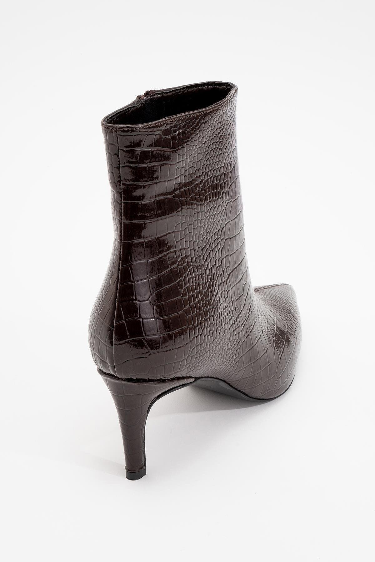 Noya Stiletto Boot, Alternate, color, Brown Pattern Faux Leather