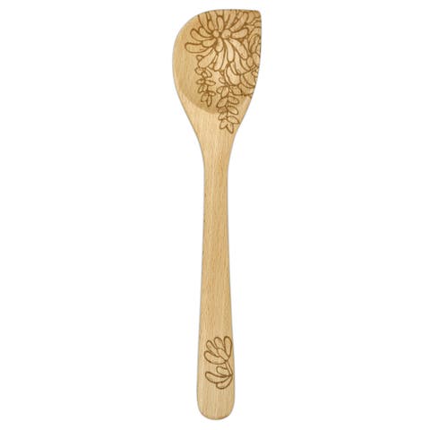 Laser Etched Beechwood Corner Spoon, Succulent Collection
