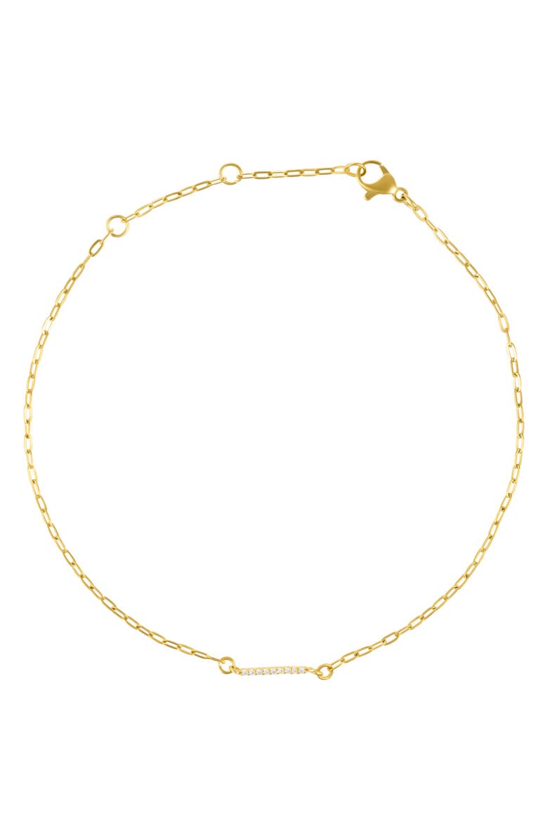 Adornia Pavé Cubic Zirconia Initial Anklet, Main, color, Gold-I