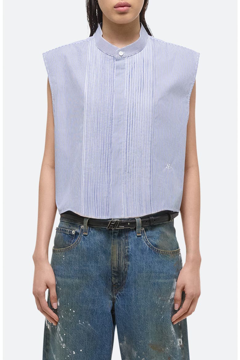 Stripe Sleeveless Tuxedo Shirt, Main, color, BLUE STRIPE