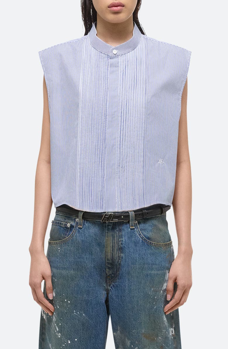 Helmut Lang Stripe Sleeveless Tuxedo Shirt, Main, color, 
