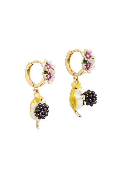 Blackberry Mouse Huggie Earrings