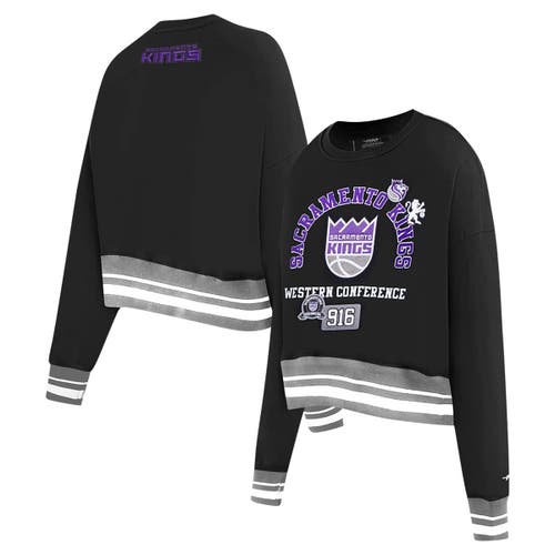 Pro Standard Black Sacramento Kings Area Code Cropped Pullover Sweatshirt In Black