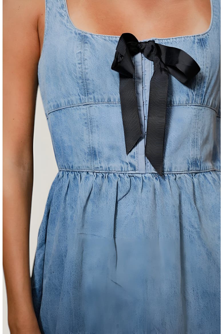 Denim Midi Dress with Bow Detail, Alternate, color, Light Blue