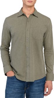 W.R.K Reworked Slim Fit Heathered Green Cotton Button-Up Shirt