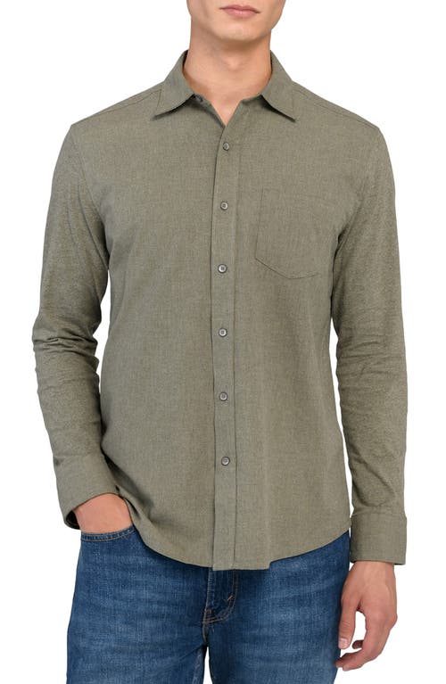 Wrk W.r.k Reworked Slim Fit Heathered Green Cotton Button-up Shirt