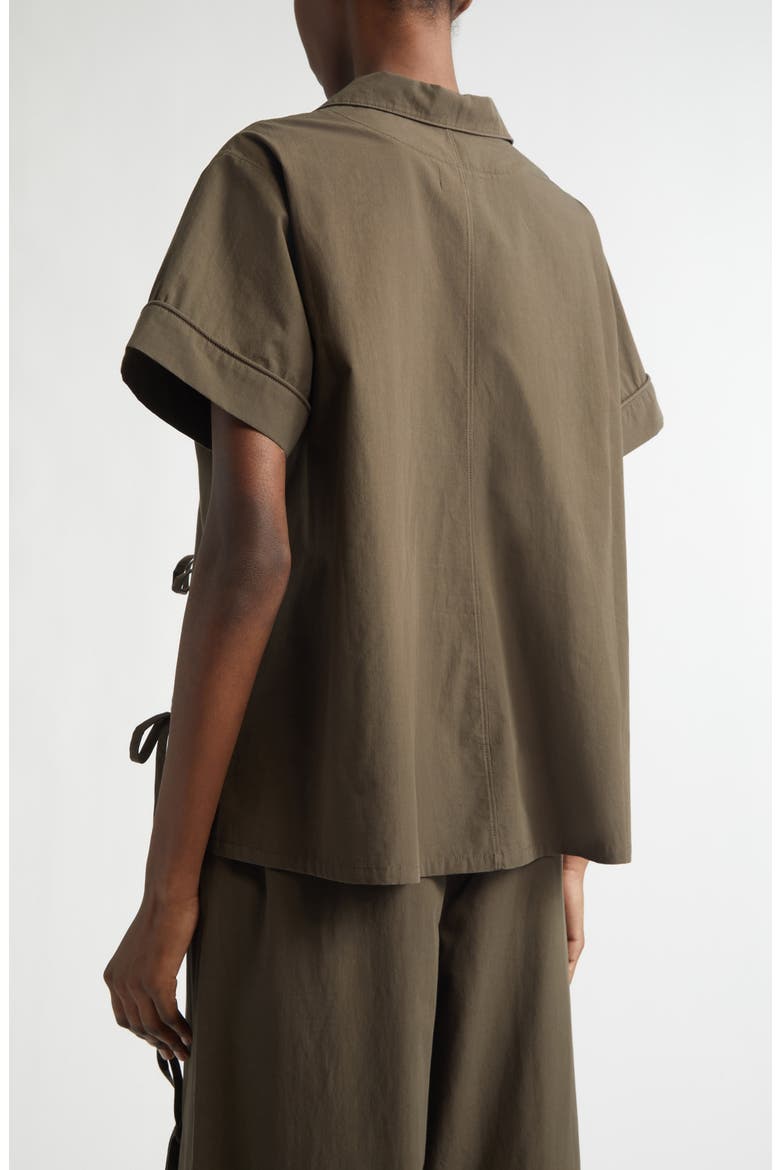 Bunny Bow Detail Cotton Camp Shirt, Alternate, color, BROWN