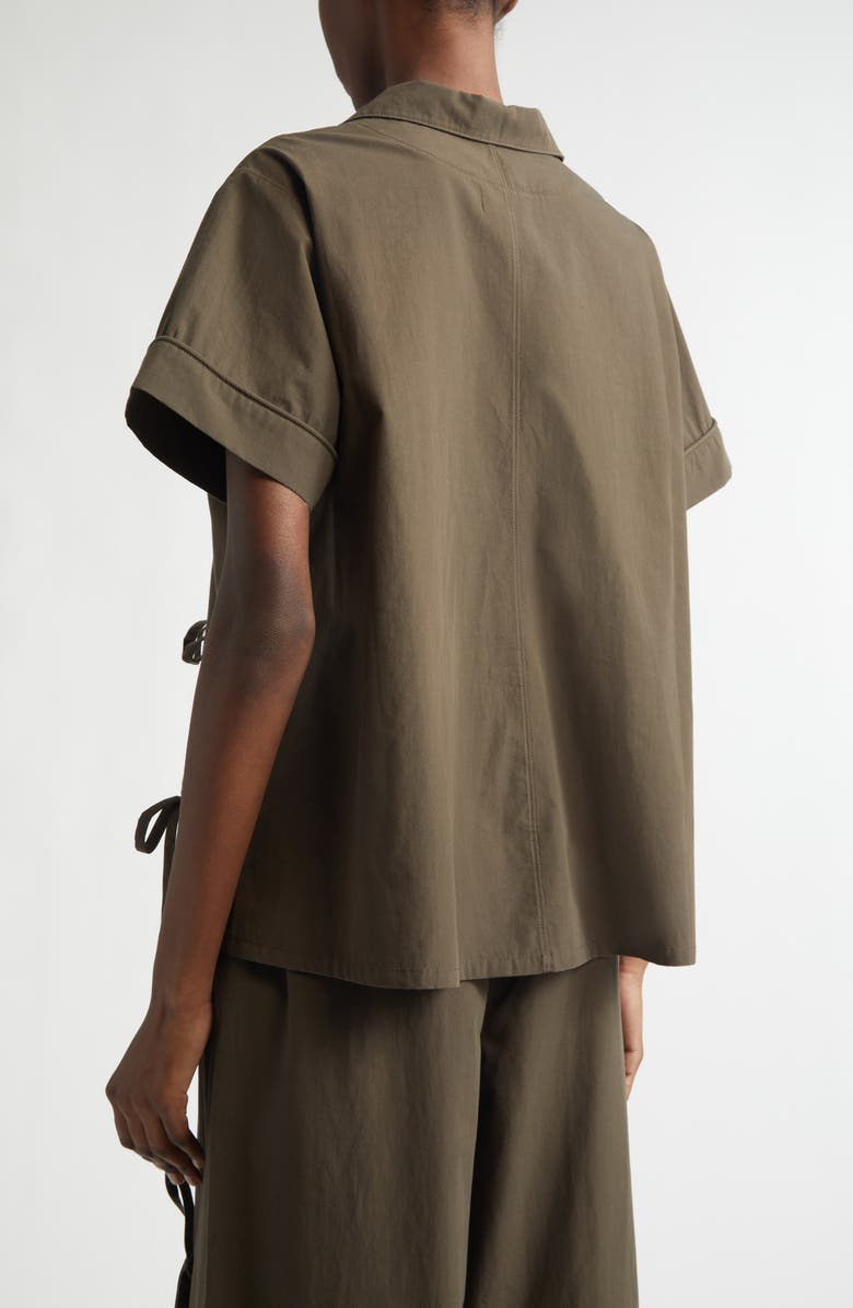 renaissance renaissance Bunny Bow Detail Cotton Camp Shirt, Alternate, color, Brown