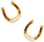 Established Tiger's Eye & Diamond Horseshoe Stud Earrings