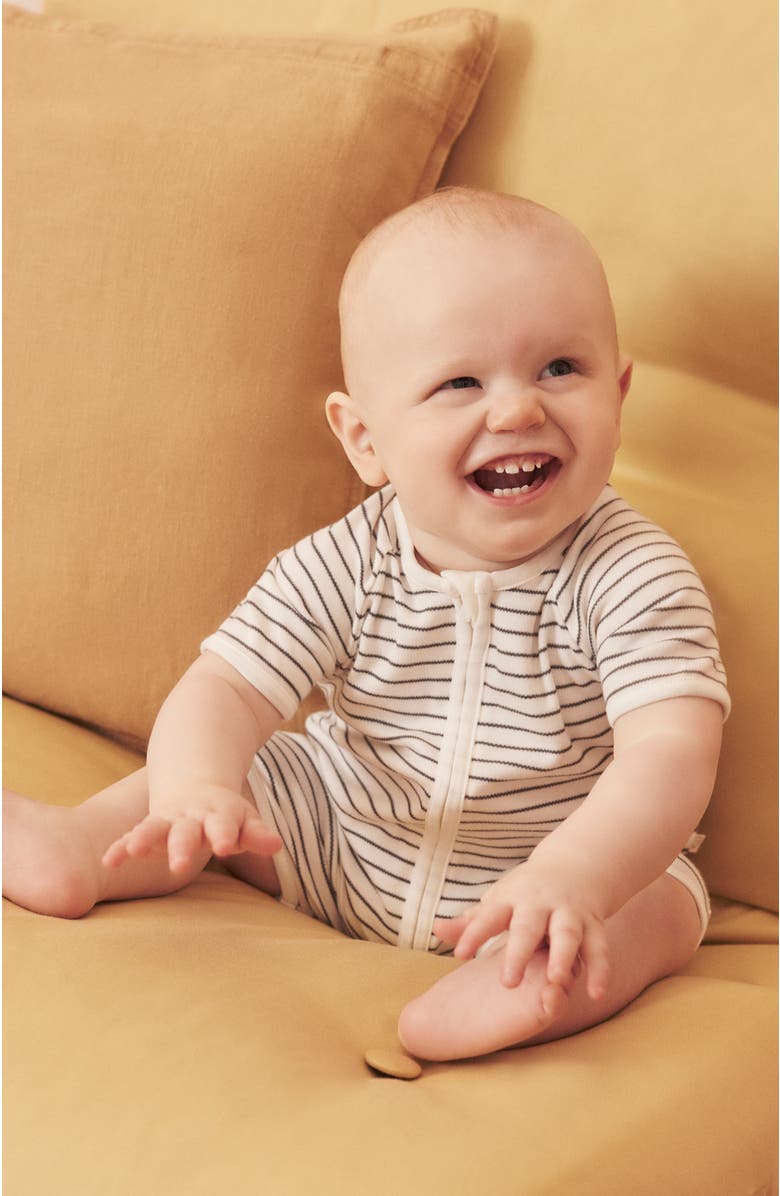 MORI Summer Zip-Up Sleepsuit, Alternate, color, Grey Stripe