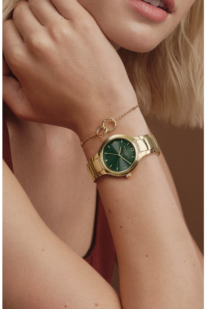 Lea Bracelet Watch & Chain Bracelet Gift Set, 34mm, Alternate, color, GREEN