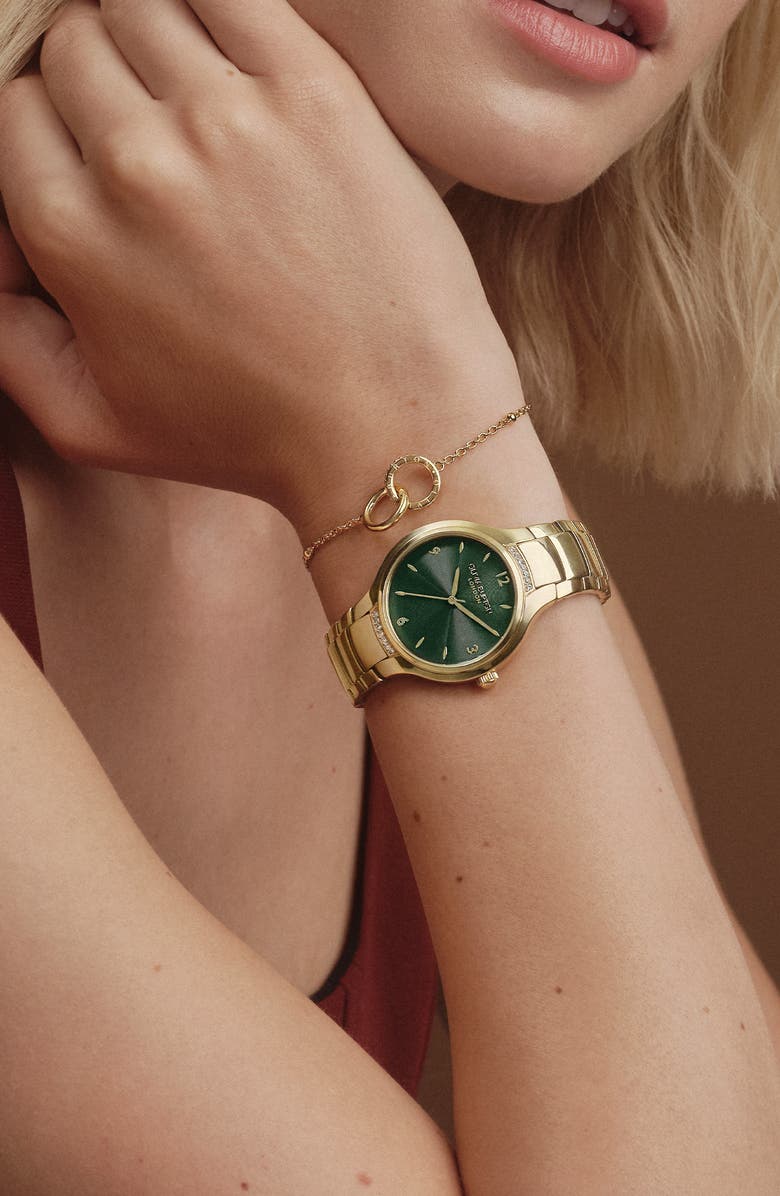 Olivia Burton Lea Bracelet Watch & Chain Bracelet Gift Set, 34mm, Alternate, color, Green