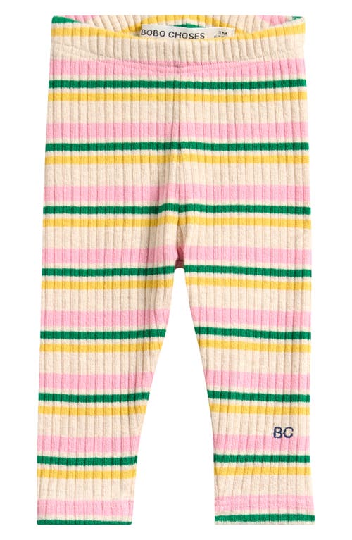 Bobo Choses Striped Rib Stripe Leggings In Pink
