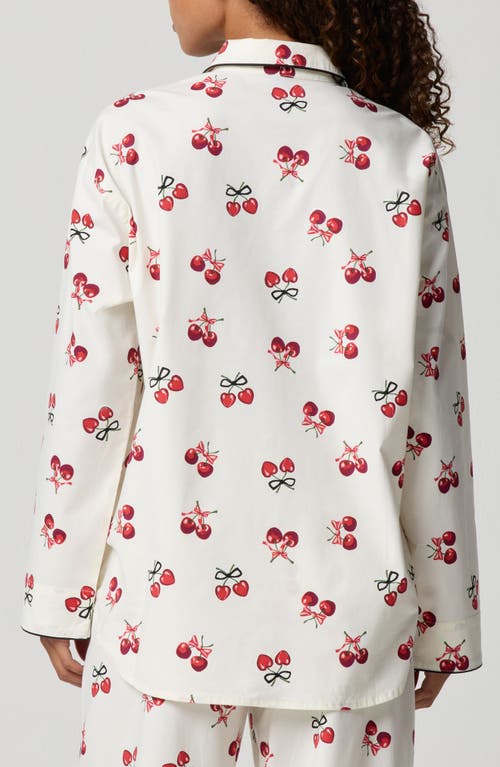 Florence By Mills Oversize Stretch Cotton Button-up Pajama Shirt In White