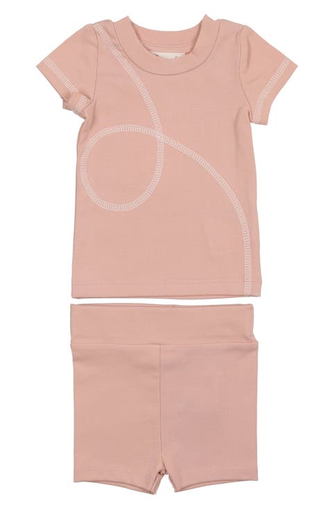 Spiral Stitch Cotton Knit T-Shirt & Shorts Set (Baby)