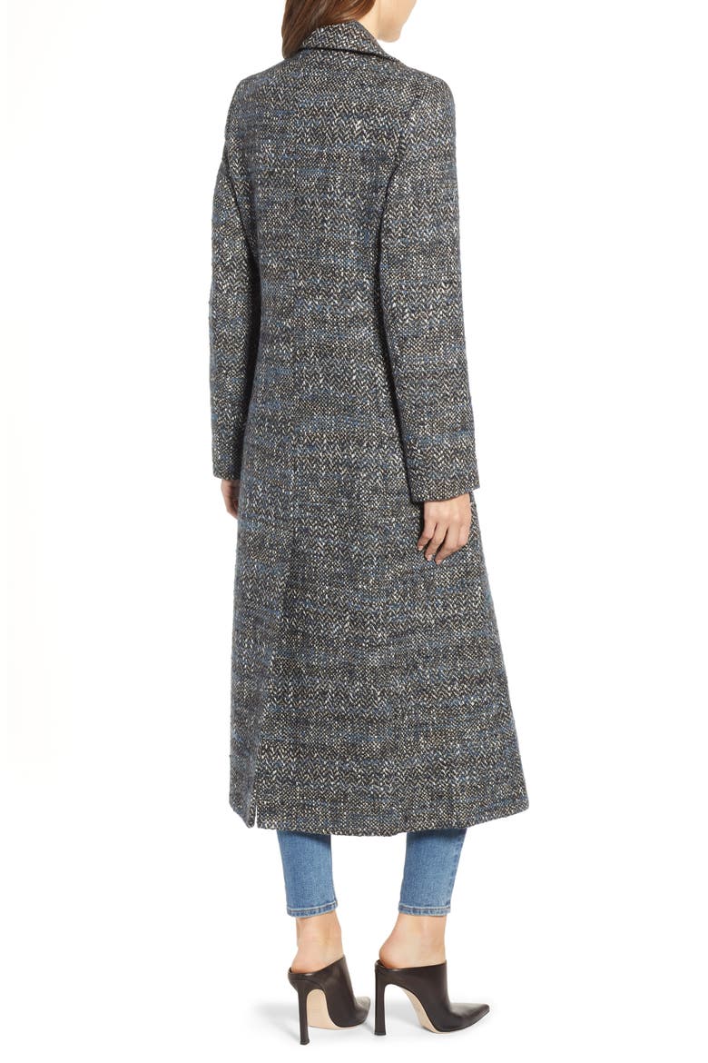 Tweed Reefer Maxi Coat, Alternate, color, BLUE TWEED