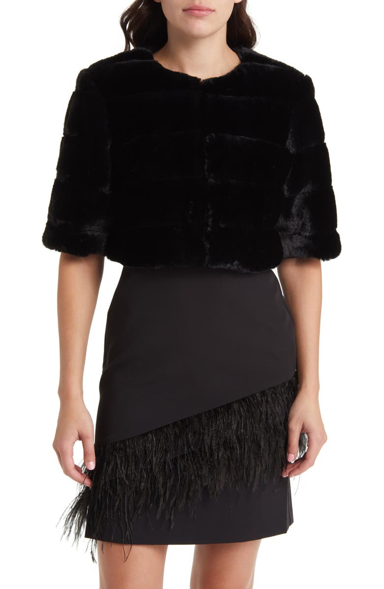Eliza J Faux Fur Crop Jacket, Alternate, color,