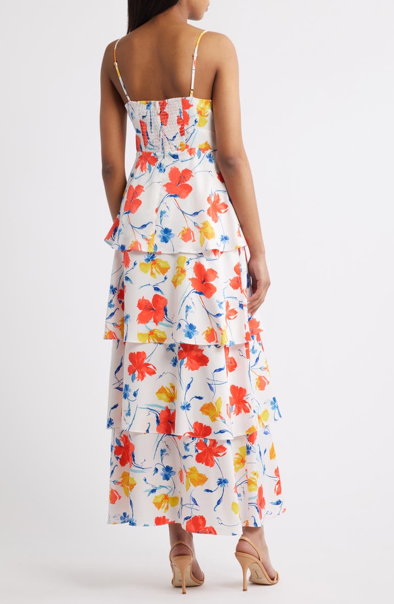 Anne Klein Floral Cowl Neck Tiered Dress, Alternate, color,