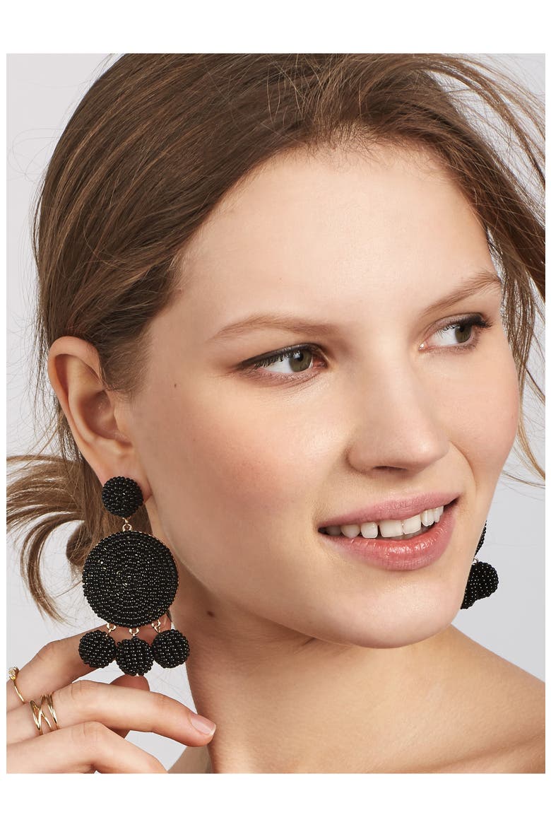 Maraca Beaded Drop Earrings, Alternate, color, BLACK