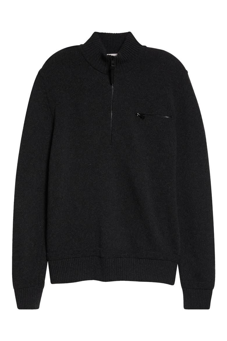 Half Zip Virgin Wool & Cashmere Sweater, Main, color, SMOKY BLACK