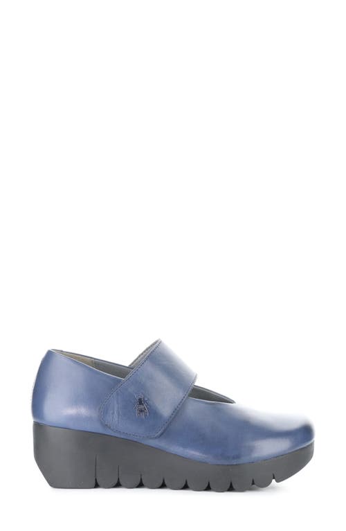 Fly London Vari Mary Jane Platform Wedge Pump In Blue