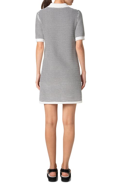 Akris Punto Chunky Tweed Knit Mini Polo Dress In Cream-black