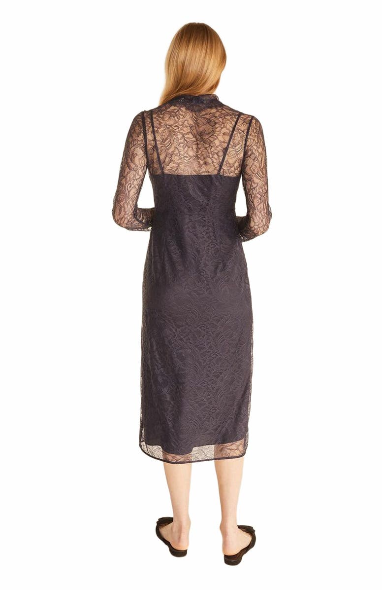 Rebecca Taylor Lace Shirt Dress, Alternate, color, Navy