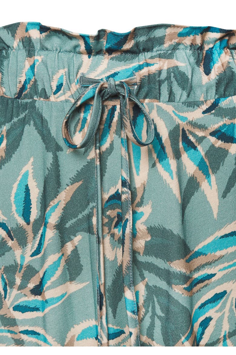 Paperbag Maxi Skirt, Alternate, color, Teal Print