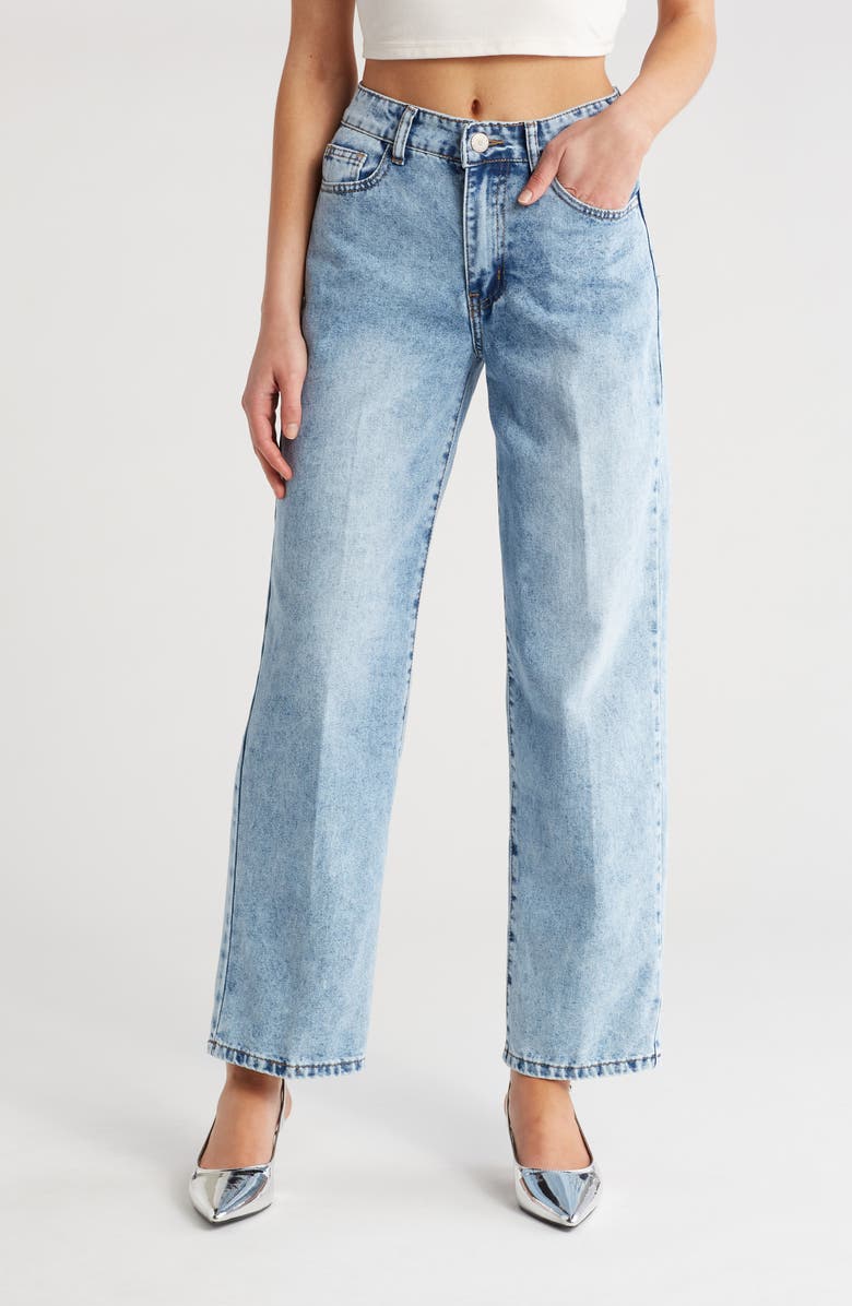 FLYING ANGEL Lightweight Rigid High Waist Acid Jeans, Main, color, Acid Wash