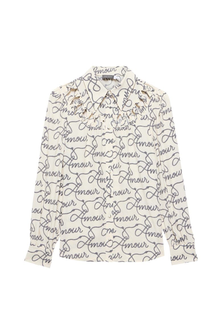 Amour Print Bow Shirt, Alternate, color, Cream
