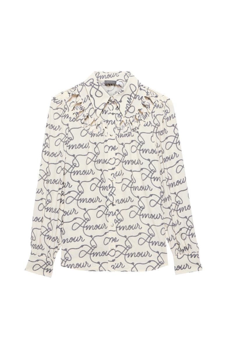 MINT VELVET Amour Print Bow Shirt, Alternate, color, Cream