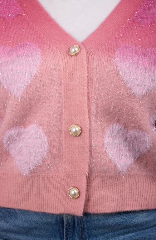 Saachi Heart Eyelash Cardigan In Dark Pink