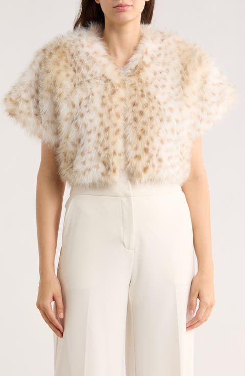 Spotted Faux Fur Caplet