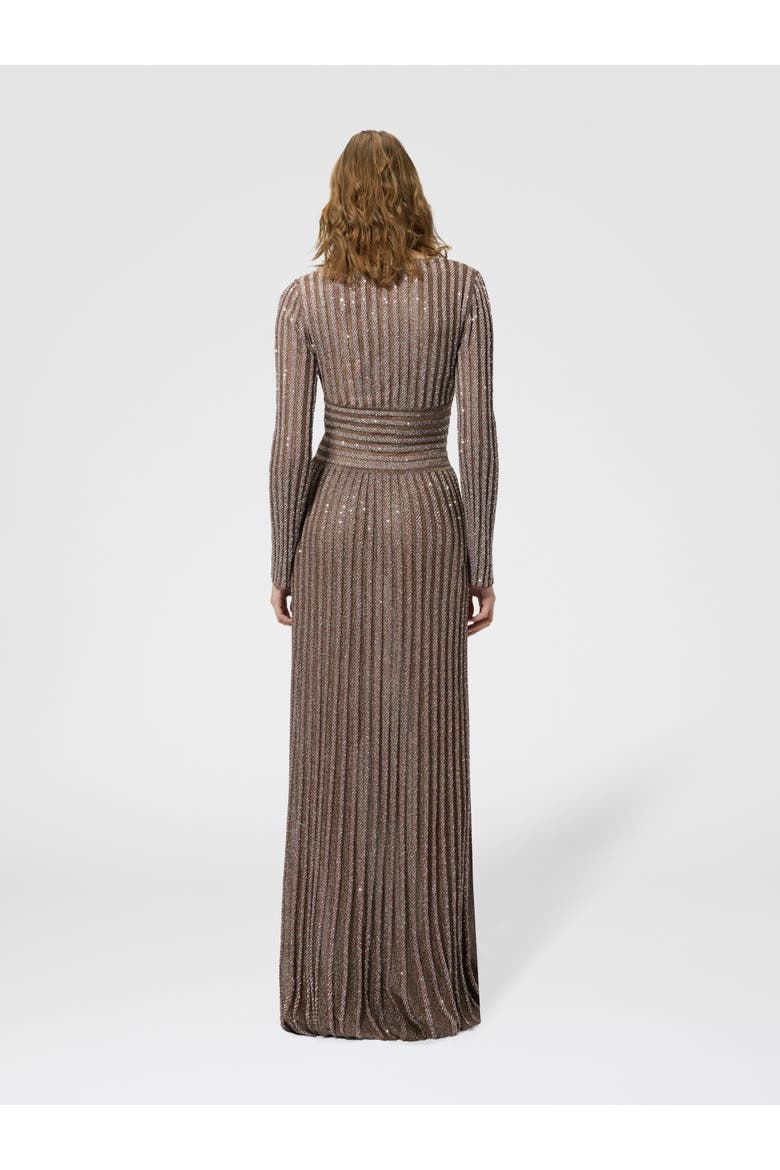 Long Dress With Deep Neckline And Sequins, Alternate, color, Pink