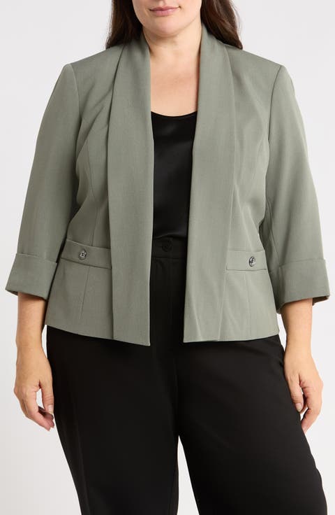 Shawl Collar Three-Quarter Sleeve Jacket