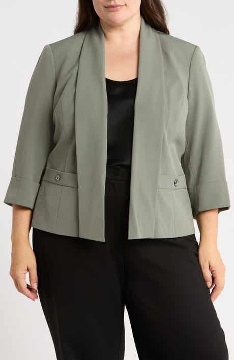 Shawl Collar Three-Quarter Sleeve Jacket